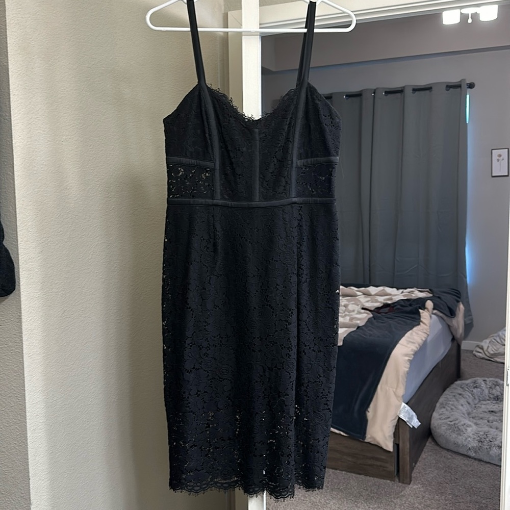 Express Black Lace Midi Dress - Size 8